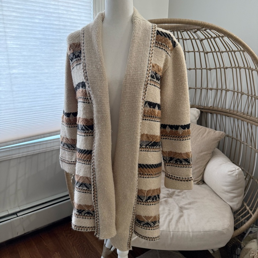 Massimo Dutti Southwestern Shawl Collar Cardigan Sweater Coat Size S